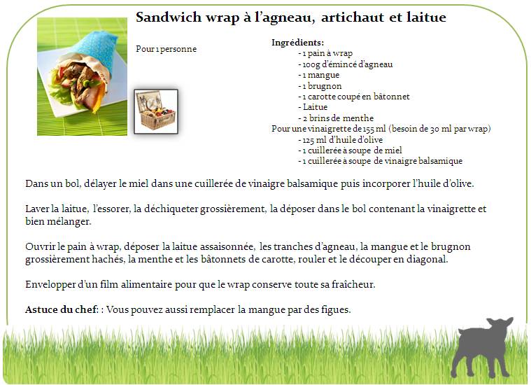 Sandwich wrap à l'agneau, artichaud et laitue.png